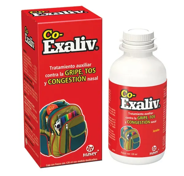 PARACETAMOL/GUAIFENESINA/FENILEFRINA/CLORFENAMINA 0.2 G/0.1 G/2 G/2.5 G/100 ML JARABE - CO-EXALIV 120ML