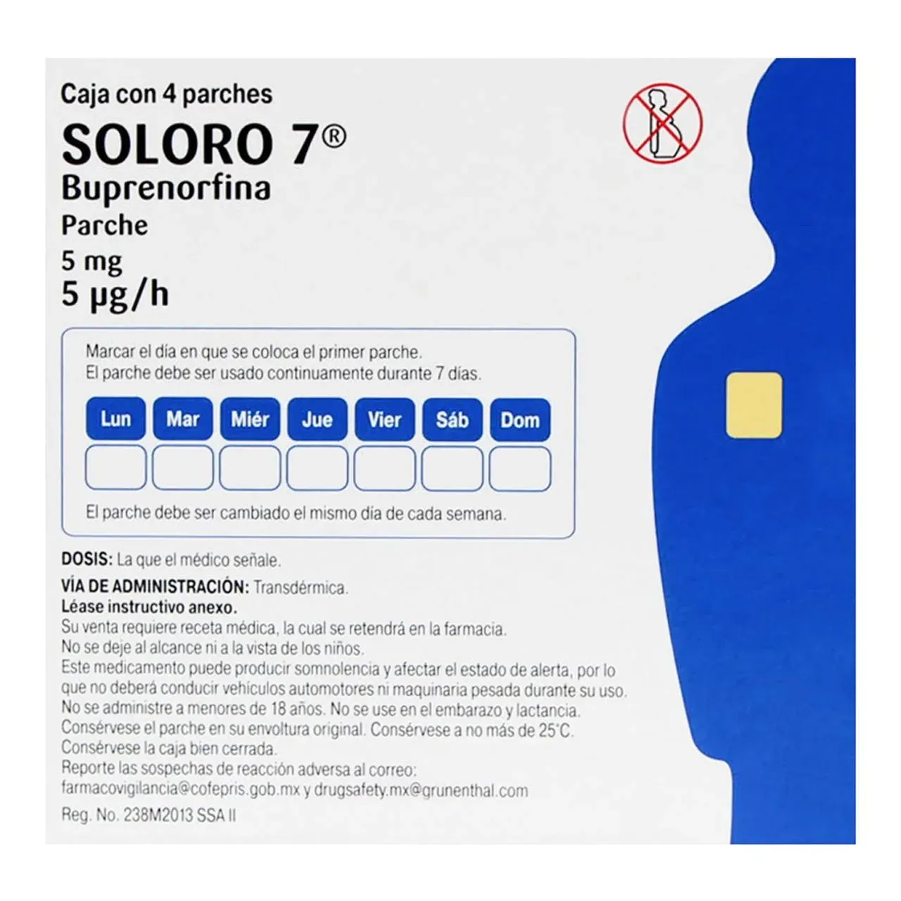SOLORO 7 - 5 MG C/2 PARCHES [BUPRENORFINA]
